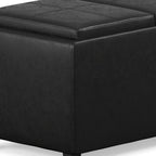 42" Dark Blue And Dark Brown Ottoman With Storage