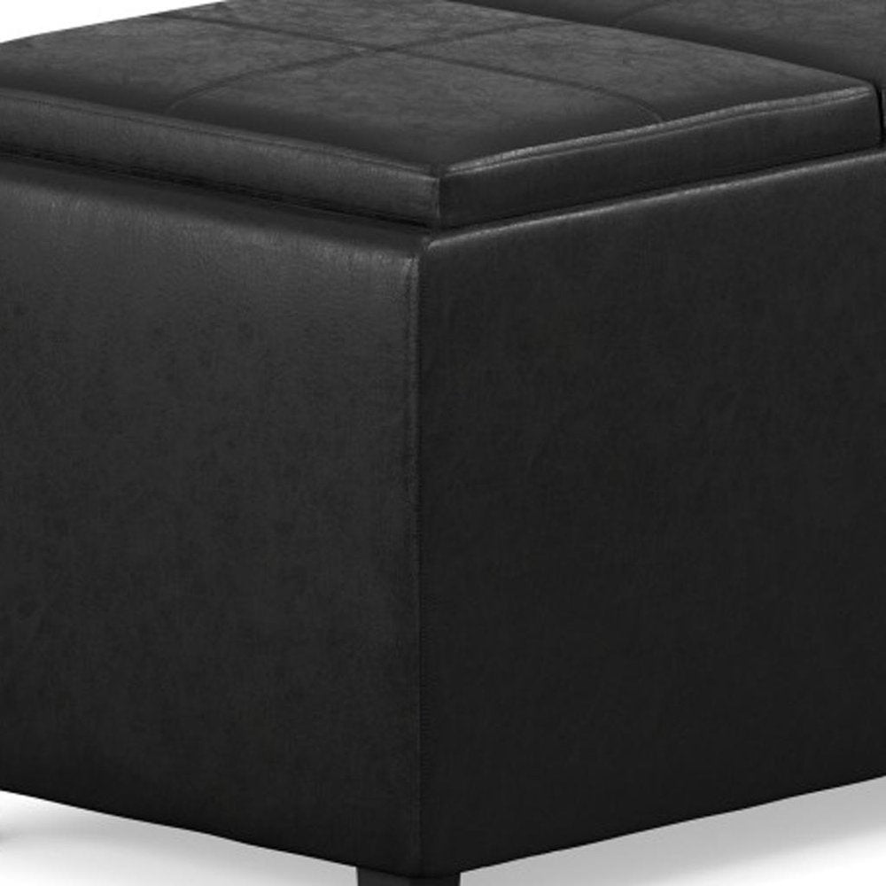 42" Dark Blue And Dark Brown Ottoman With Storage