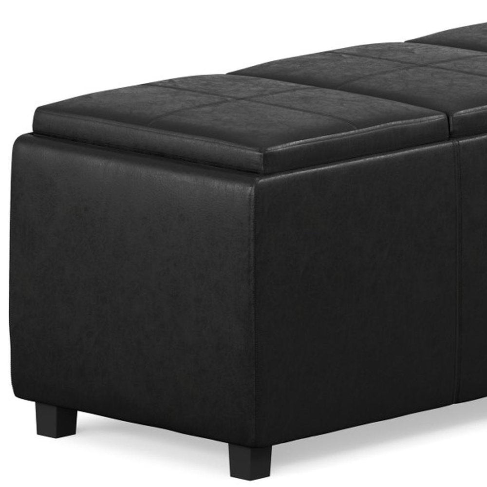 42" Dark Blue And Dark Brown Ottoman With Storage