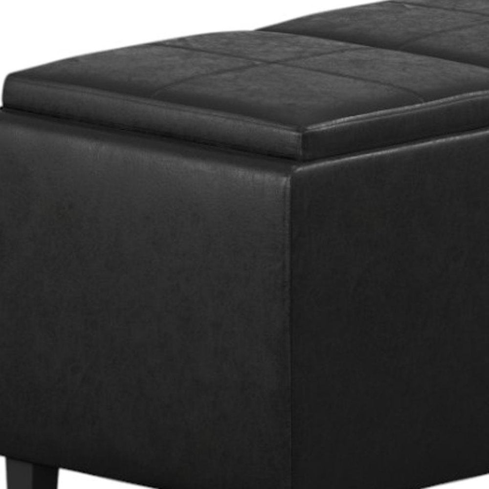 42" Dark Blue And Dark Brown Ottoman With Storage