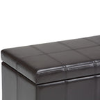 33" Brown and Espresso Faux Leather and Solid Wood Upholstered Storage Bench With Flip Top