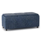 42" Dark Blue And Dark Brown Ottoman With Storage