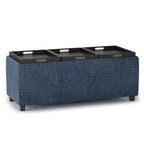 42" Dark Blue And Dark Brown Ottoman With Storage