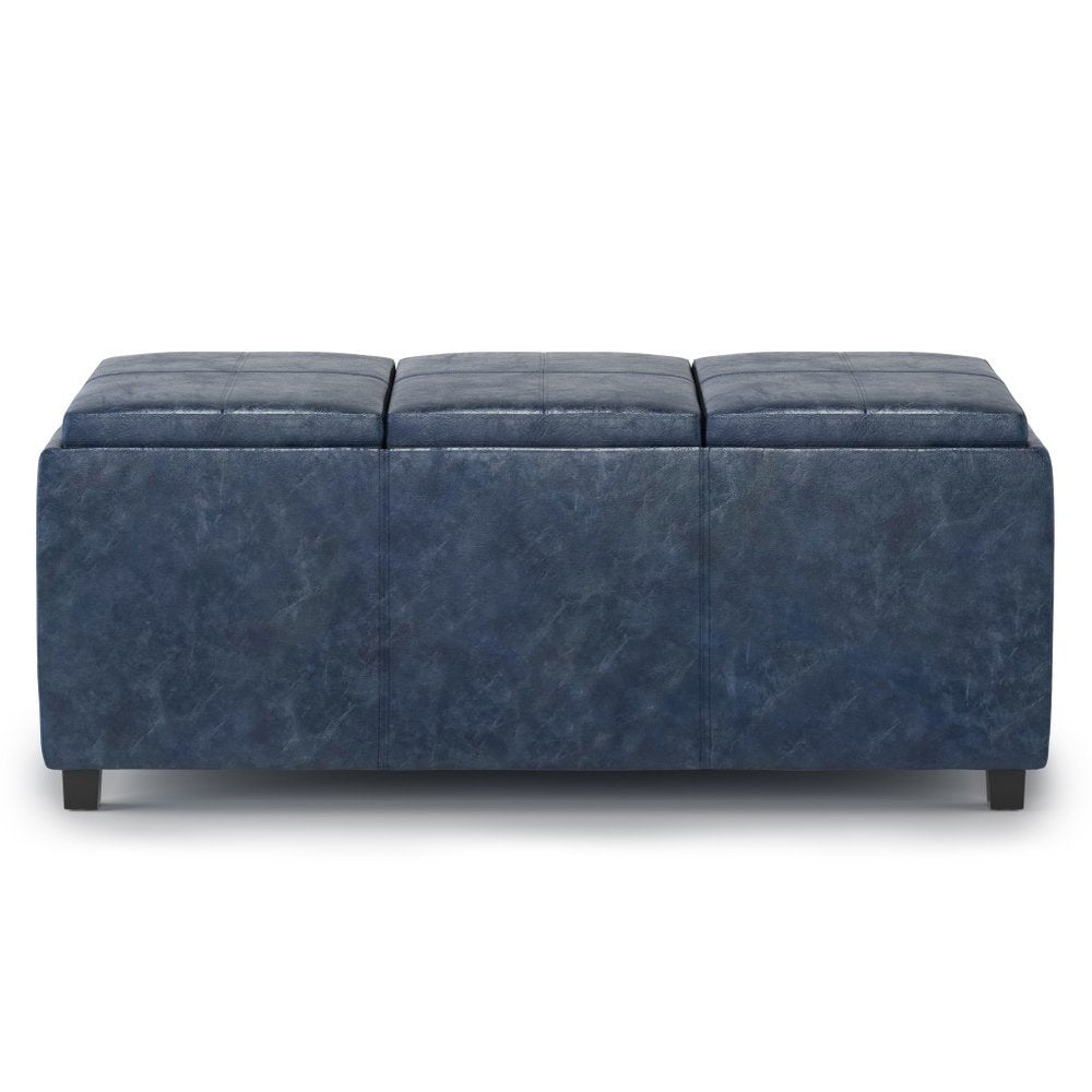42" Dark Blue And Dark Brown Ottoman With Storage