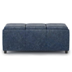 42" Dark Blue And Dark Brown Ottoman With Storage