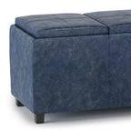 42" Dark Blue And Dark Brown Ottoman With Storage