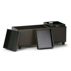 42" Cream And Dark Brown Ottoman With Storage