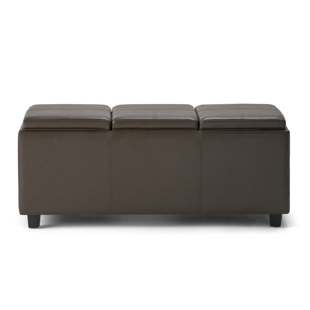 42" Cream And Dark Brown Ottoman With Storage