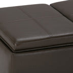 42" Cream And Dark Brown Ottoman With Storage