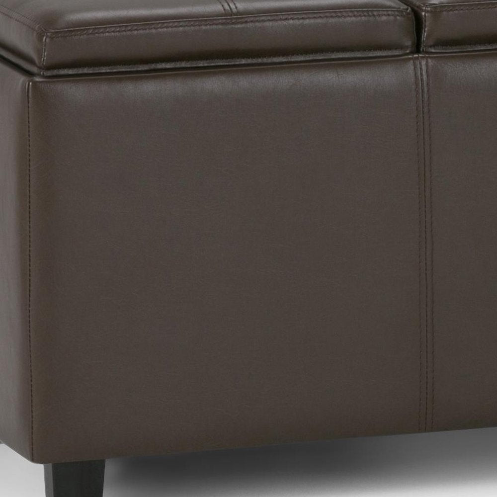 42" Cream And Dark Brown Ottoman With Storage
