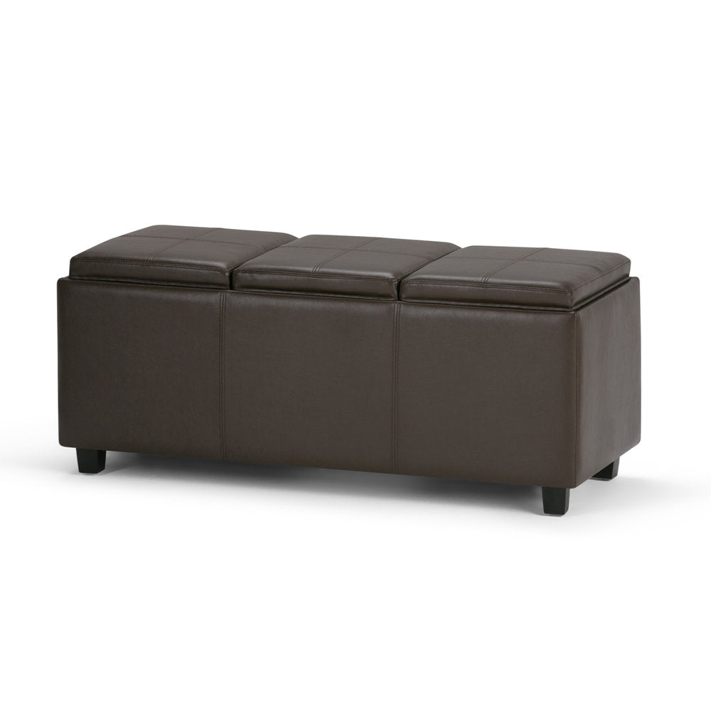 42" Cream And Dark Brown Ottoman With Storage
