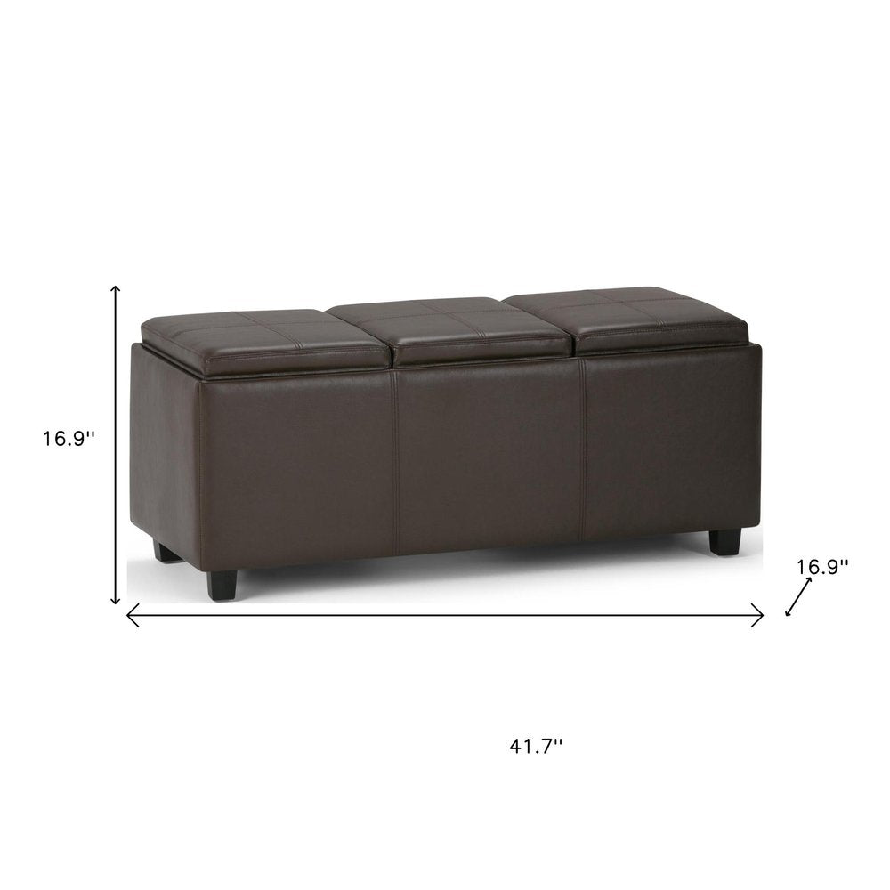 42" Cream And Dark Brown Ottoman With Storage