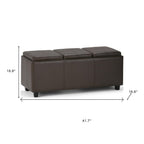 42" Cream And Dark Brown Ottoman With Storage