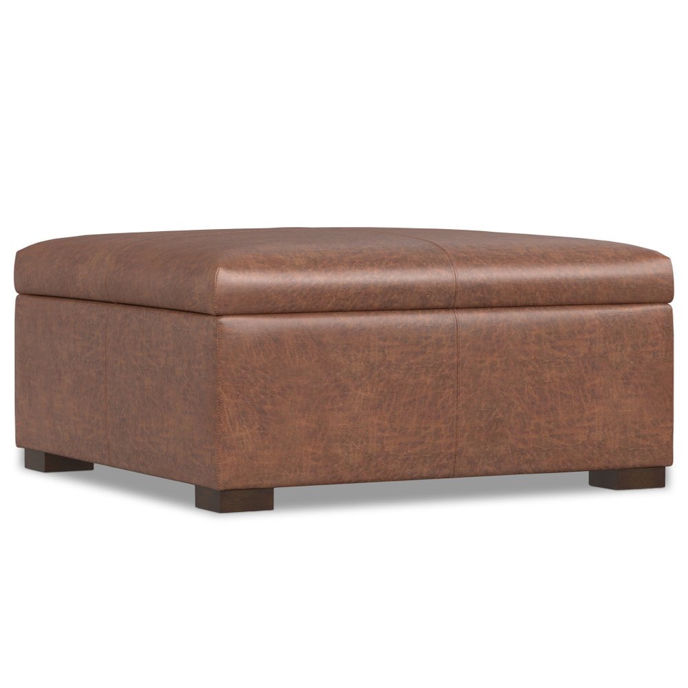 36" Brown And Walnut Ottoman With Storage