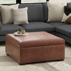 36" Brown And Walnut Ottoman With Storage