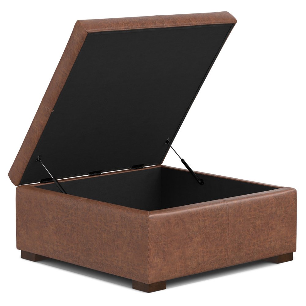 36" Brown And Walnut Ottoman With Storage