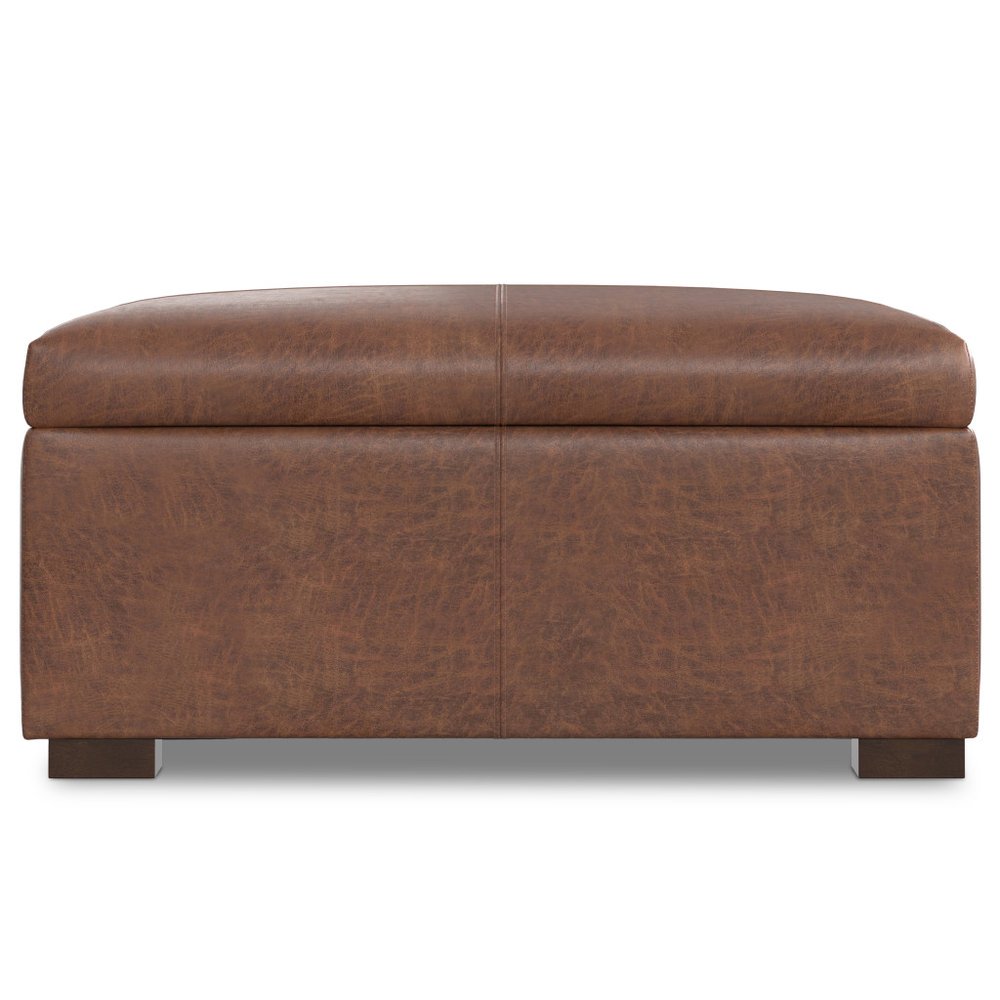 36" Brown And Walnut Ottoman With Storage