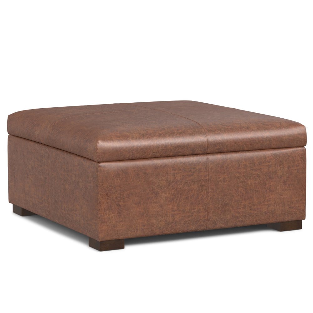 36" Brown And Walnut Ottoman With Storage