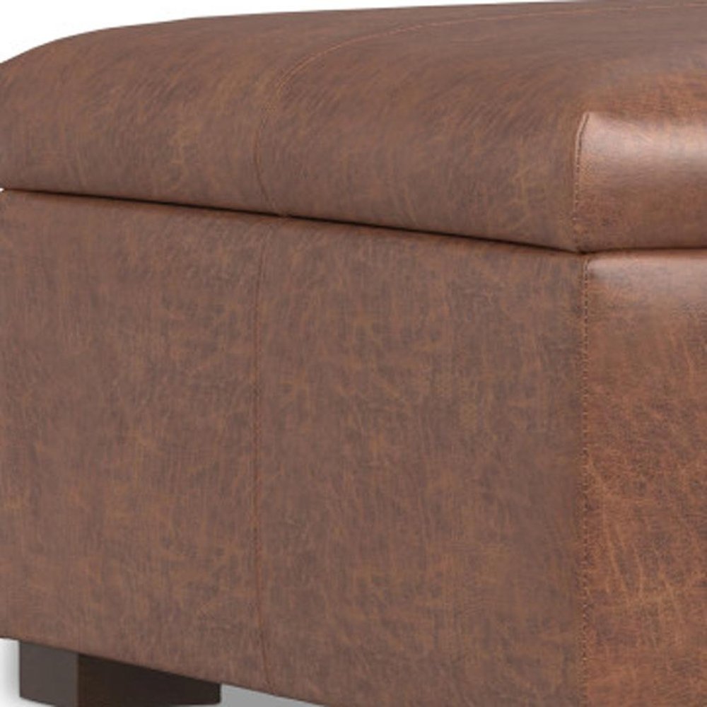 36" Brown And Walnut Ottoman With Storage