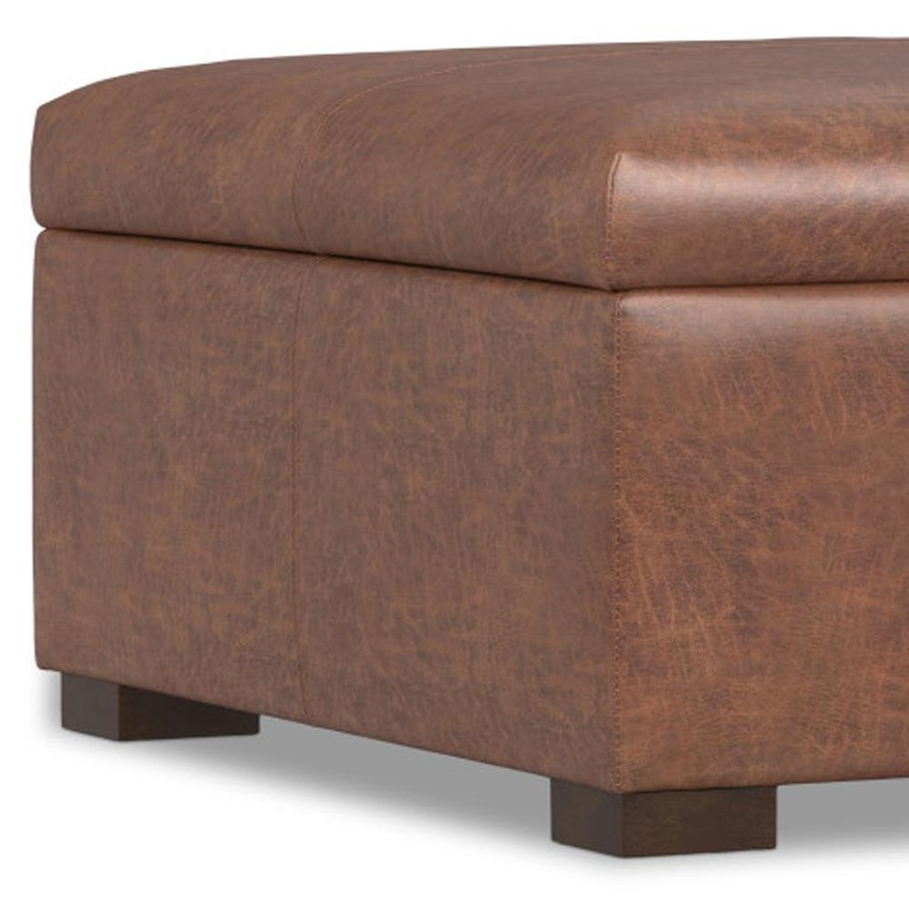 36" Brown And Walnut Ottoman With Storage
