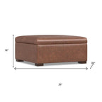 36" Brown And Walnut Ottoman With Storage