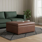 36" Brown And Walnut Ottoman With Storage