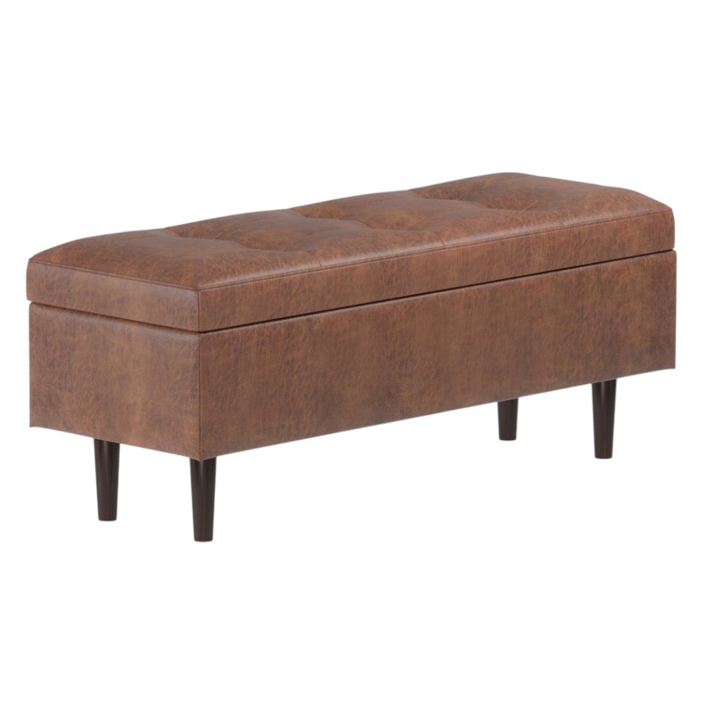 48" Brown Tufted Ottoman With Storage