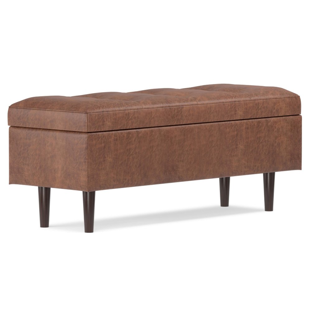 48" Brown Tufted Ottoman With Storage