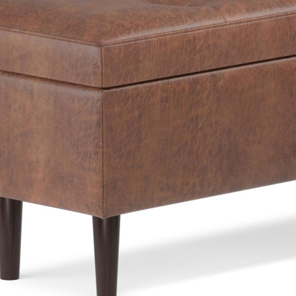 48" Brown Tufted Ottoman With Storage