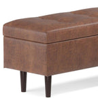 48" Brown Tufted Ottoman With Storage