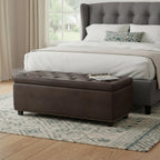 48" Brown And Dark Brown Tufted Ottoman With Storage