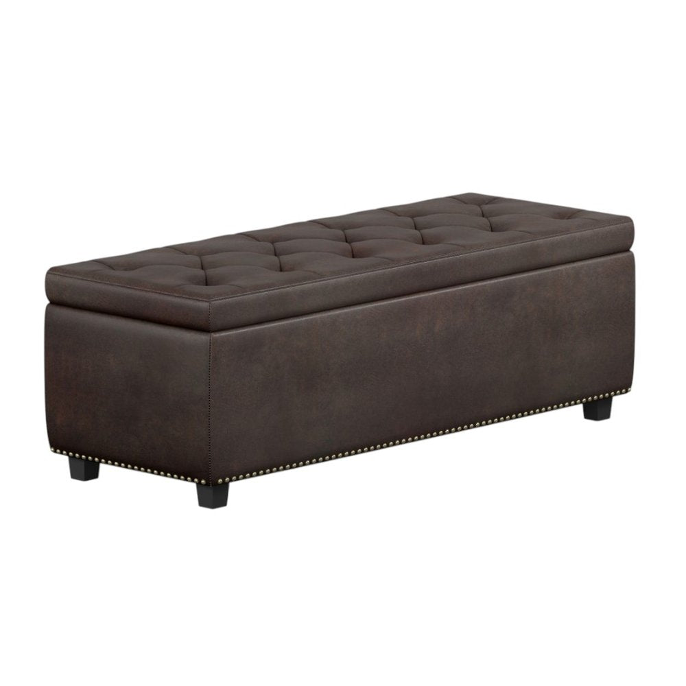 48" Brown And Dark Brown Tufted Ottoman With Storage