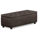 48" Brown And Dark Brown Tufted Ottoman With Storage