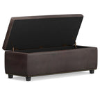 48" Brown And Dark Brown Tufted Ottoman With Storage