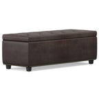 48" Brown And Dark Brown Tufted Ottoman With Storage