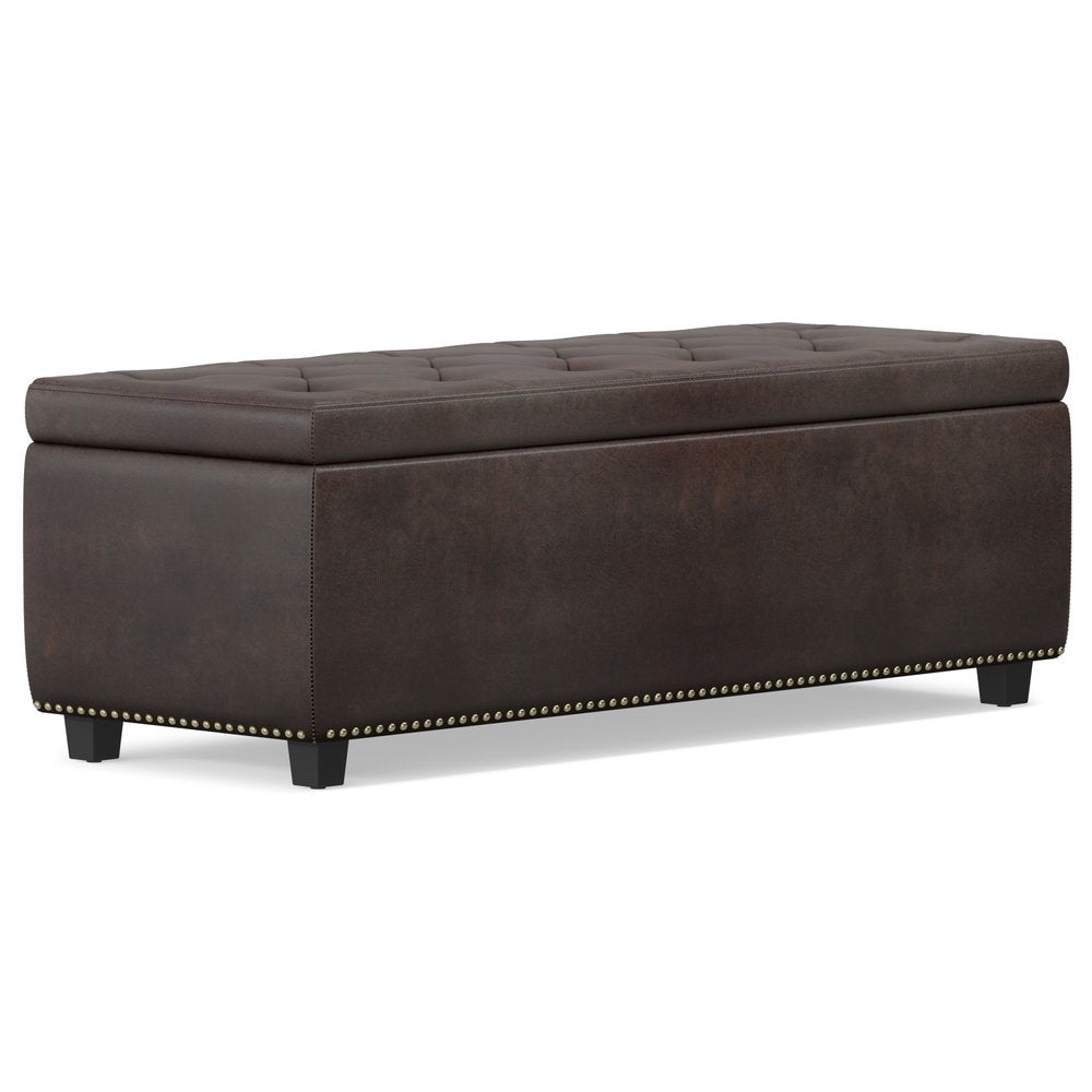 48" Brown And Dark Brown Tufted Ottoman With Storage