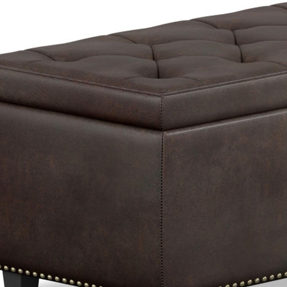 48" Brown And Dark Brown Tufted Ottoman With Storage