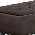 48" Brown And Dark Brown Tufted Ottoman With Storage