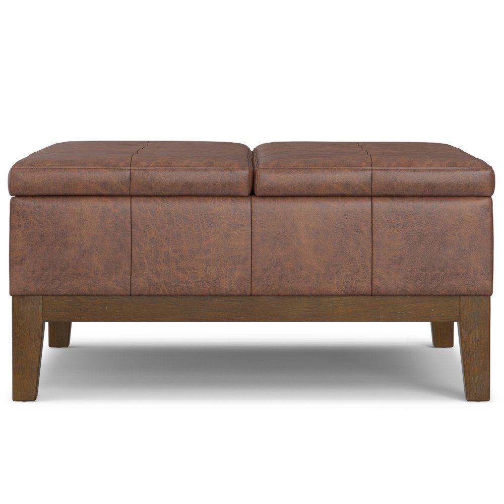 36" Brown And Walnut Tufted Ottoman With Storage