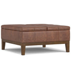 36" Brown And Walnut Tufted Ottoman With Storage