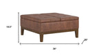36" Brown And Walnut Tufted Ottoman With Storage