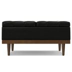36" Black And Walnut Tufted Ottoman With Storage