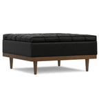 36" Black And Walnut Tufted Ottoman With Storage