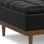 36" Black And Walnut Tufted Ottoman With Storage