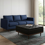 36" Black And Walnut Tufted Ottoman With Storage