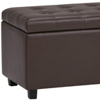 34" Chocolate And Dark Brown Tufted Ottoman With Storage