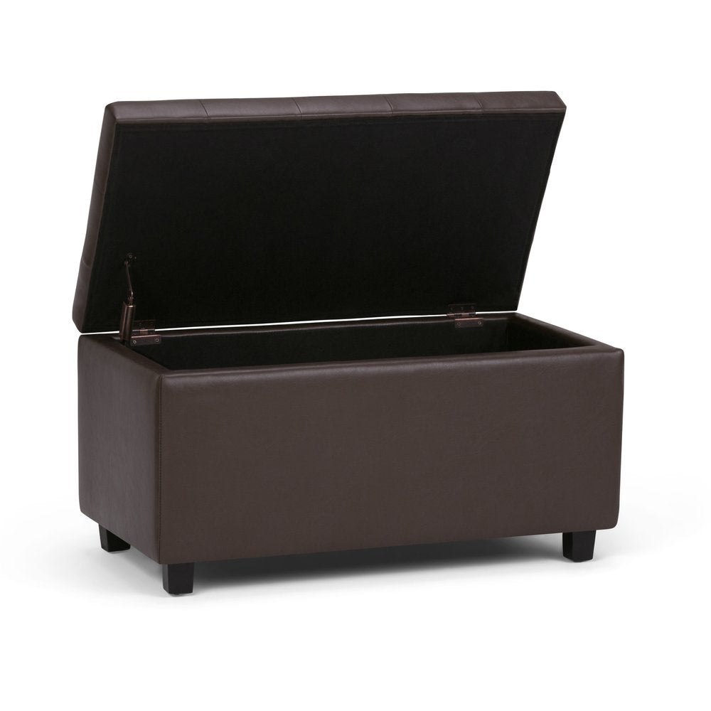 34" Chocolate And Dark Brown Tufted Ottoman With Storage