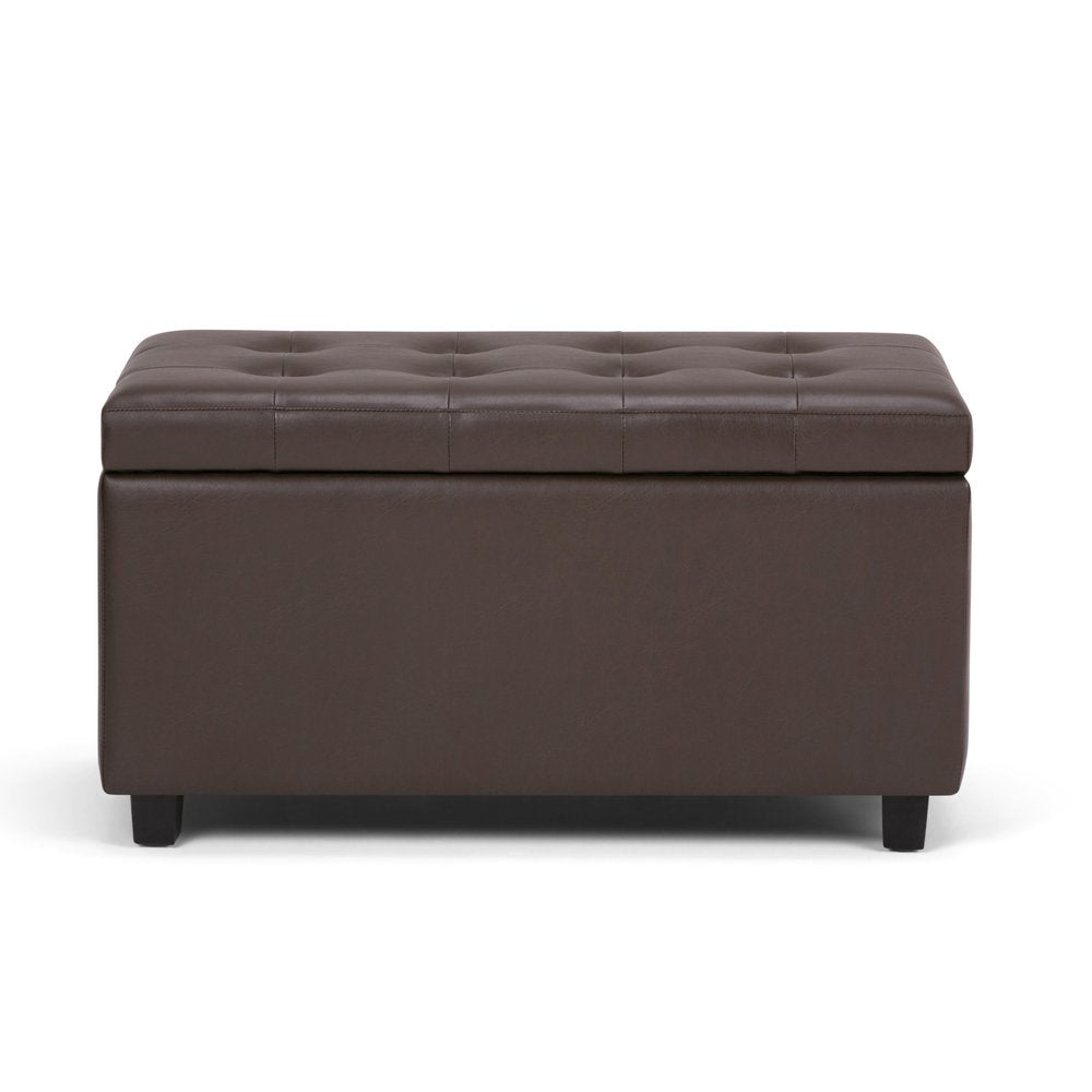34" Chocolate And Dark Brown Tufted Ottoman With Storage