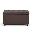 34" Chocolate And Dark Brown Tufted Ottoman With Storage