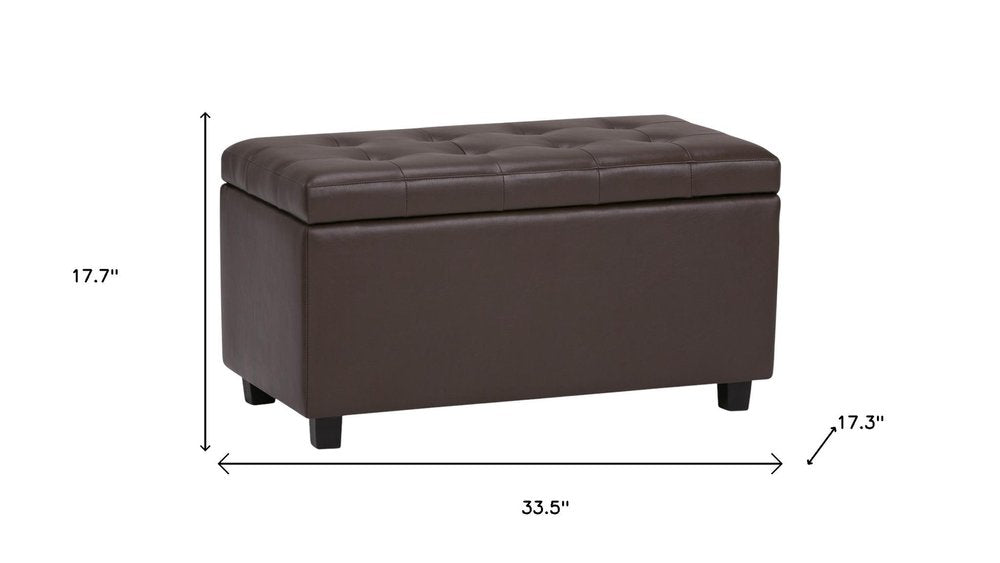 34" Chocolate And Dark Brown Tufted Ottoman With Storage